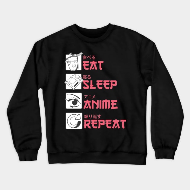 Eat Sleep Anime Repeat Crewneck Sweatshirt by MimicGaming